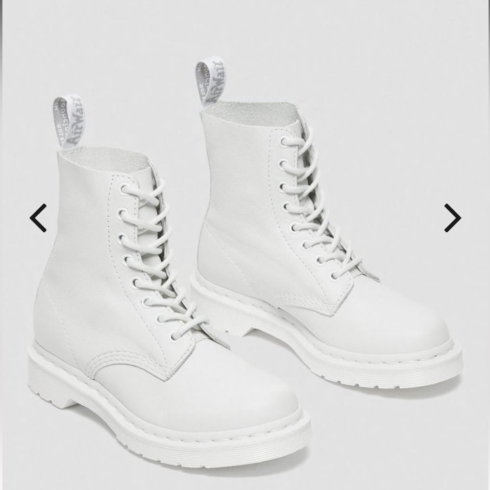 White Dr Martens Lace Up Boots. Great condition. Size 8 women’s.